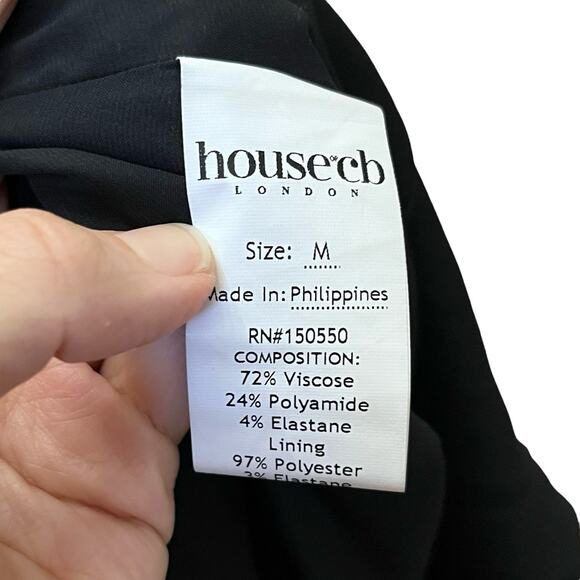 House Of CB Filomena Satin Maxi Dress Medium Black Side Slit Fitted Formal - Picture 7 of 11